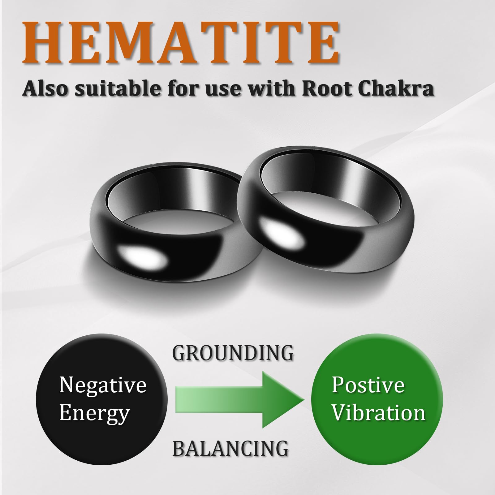 Fashtour Genuine Magnetic Hematite Rings, 3 per Order, Black Hematite Rings, Magnetic Ring, for Men and Women, for Anxiety Balan