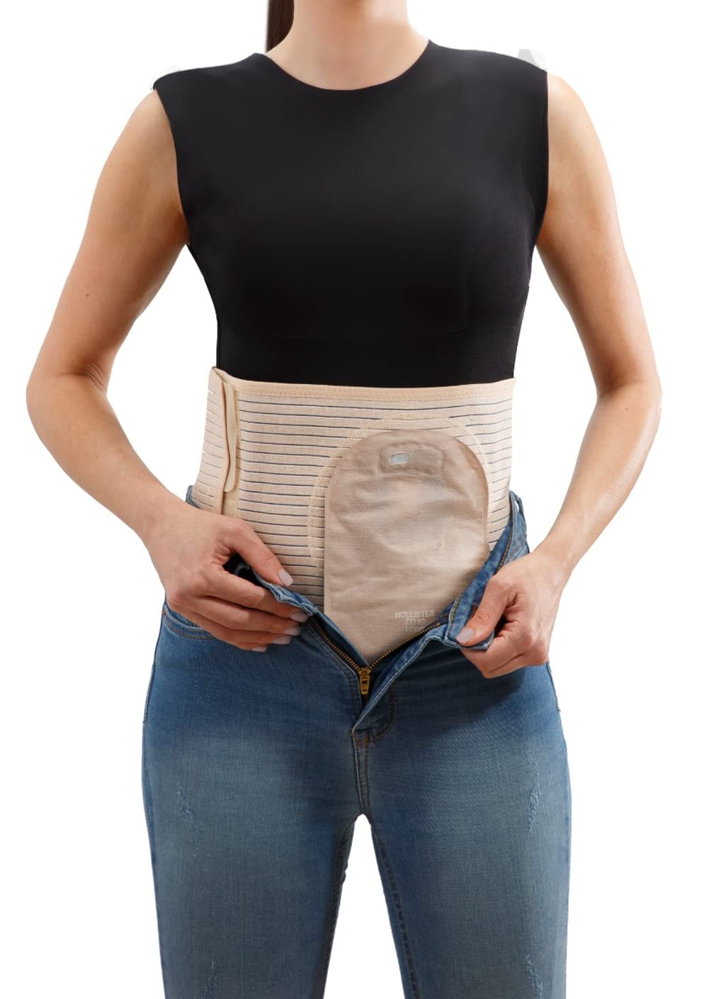 Movibrace Abdominal Ostomy Belt for Post-Operative Care after Colostomy or Ileostomy Surgery Unisex Abdomen (Medium, Beige)