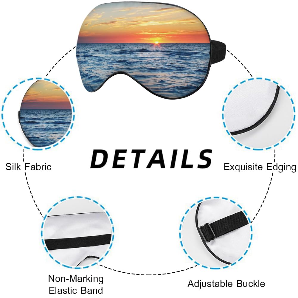 NOHSHE Ocean Scenery Sleep Eye Mask Eye Cover Tropical Summer Sun Sea Silk Eye Mask for Sleeping with Adjustable Strap for Trave