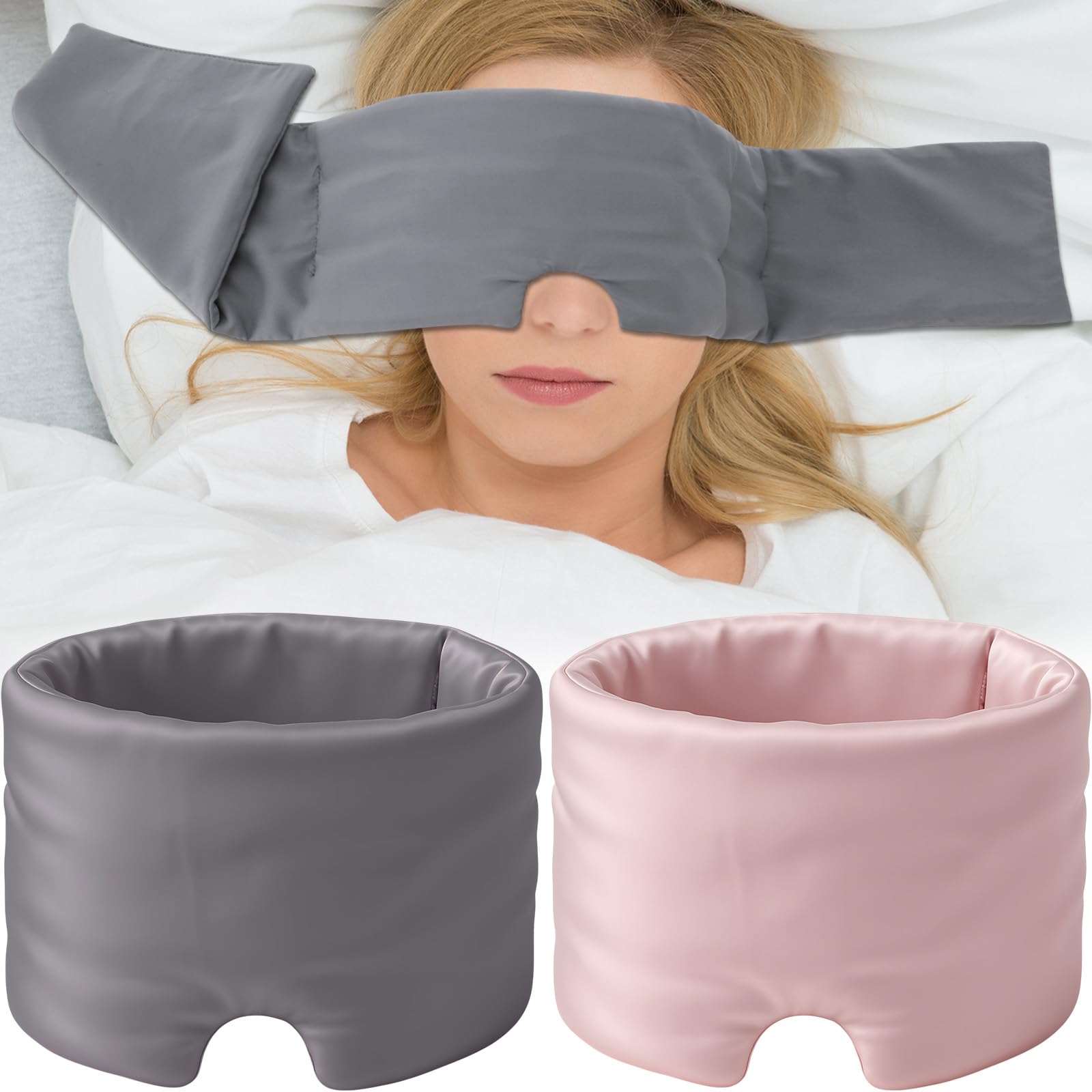 Bonuci 2 Pcs Weighted Eye Mask for Sleeping Soft Blackout Gravity Sleep Mask Gentle Pressure Eyes Cover with Adjustable Elastic 