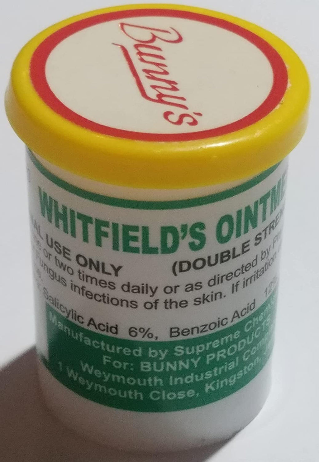 Bunnys Jamaican Whitfields Ointment 28g, Double Strength, Treatment for Fungus Infection of The Skin, White, 0.98 Ounce (Pack