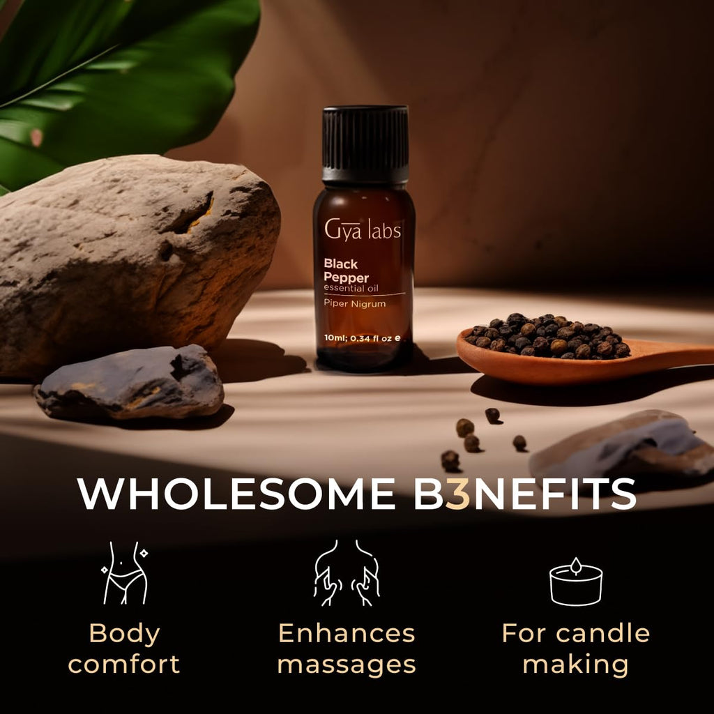 Gya Labs Black Pepper Essential Oil for Comfort & Candle Making Scent - Black Pepper Oil Essential Oils for a Soothing Aromatic