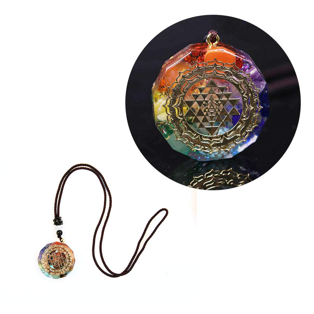 Acxico 1pcs Orgonite Pendant Sri Yantra Necklace Sacred Geometry Chakra Energy Necklace Gift