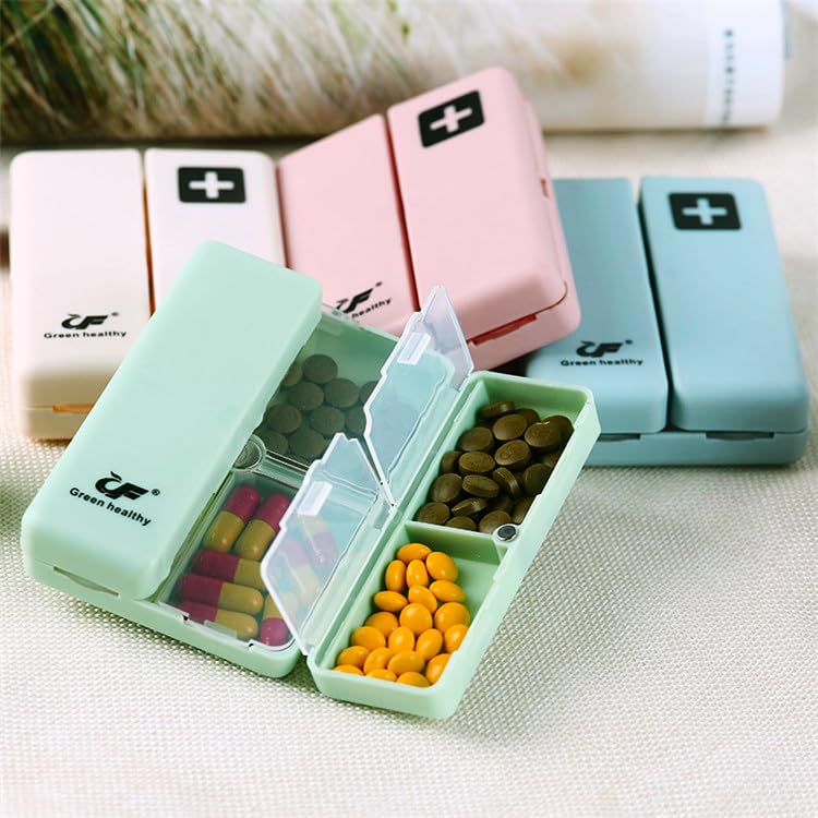 Wopanxye Small Magnetic Pill Case, 7-Day Weekly Pill Box Container, 7 Compartments Medicine Organizer Dispenser, Travel Daily Me