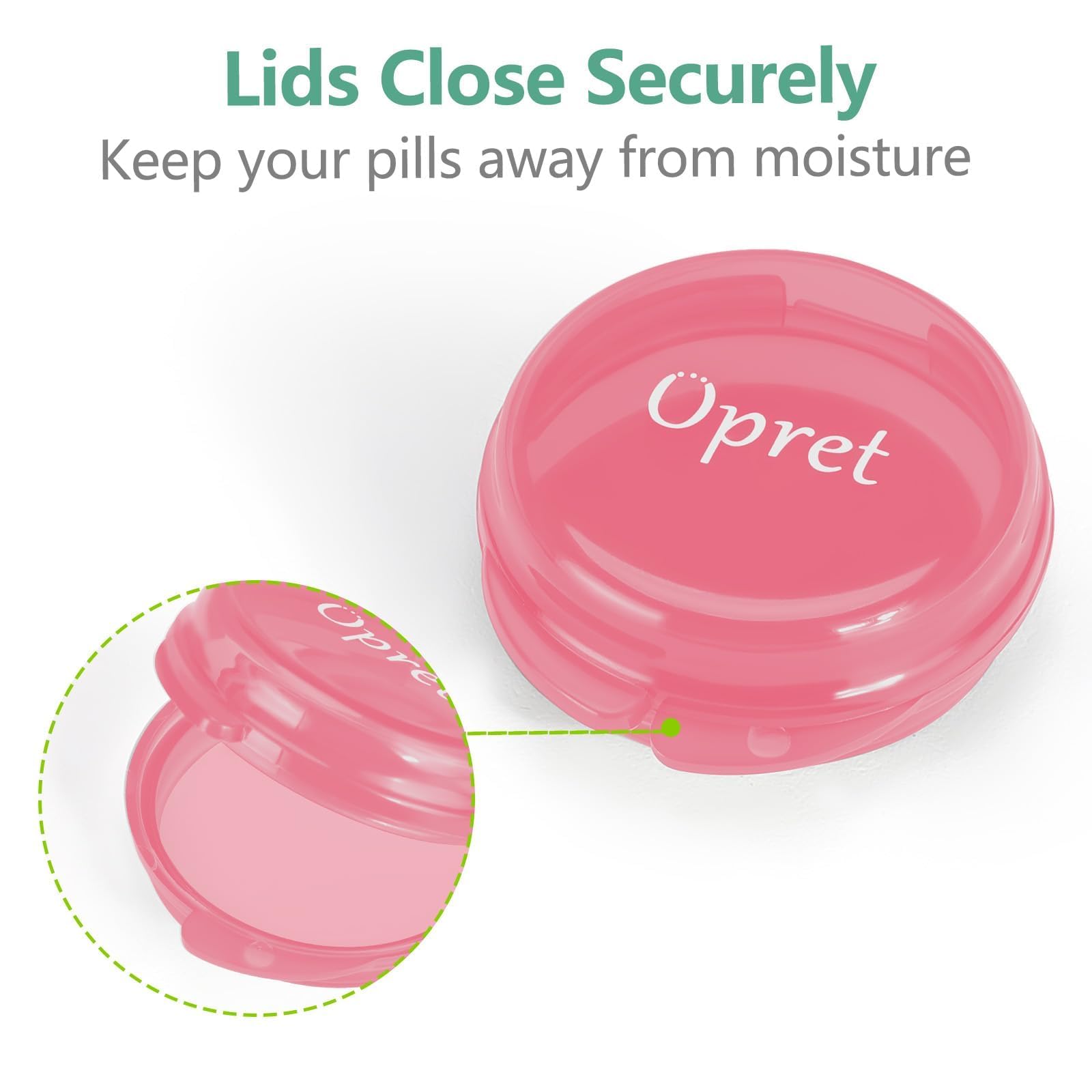 Opret Small Pill Box (3 Pcs), Cute Pill Case Portable for Pocket Purse Briefcase Travel Pills Box Medicine Storage Container Ear