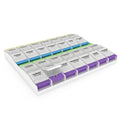 EZY DOSE Weekly (7-Day) Pill Case, Medicine Planner, Vitamin Organizer Box, 4 Times a Day, X-Large Push-Button Compartments, Con