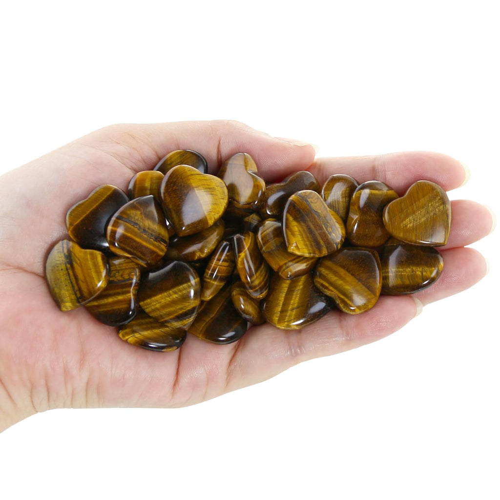 Nvzi Tumbled Polished Natural Tigers Eye Crystal Heart Stones, Crystals and Healing Stones Quartz Bulk for Wicca, Reiki, Healing