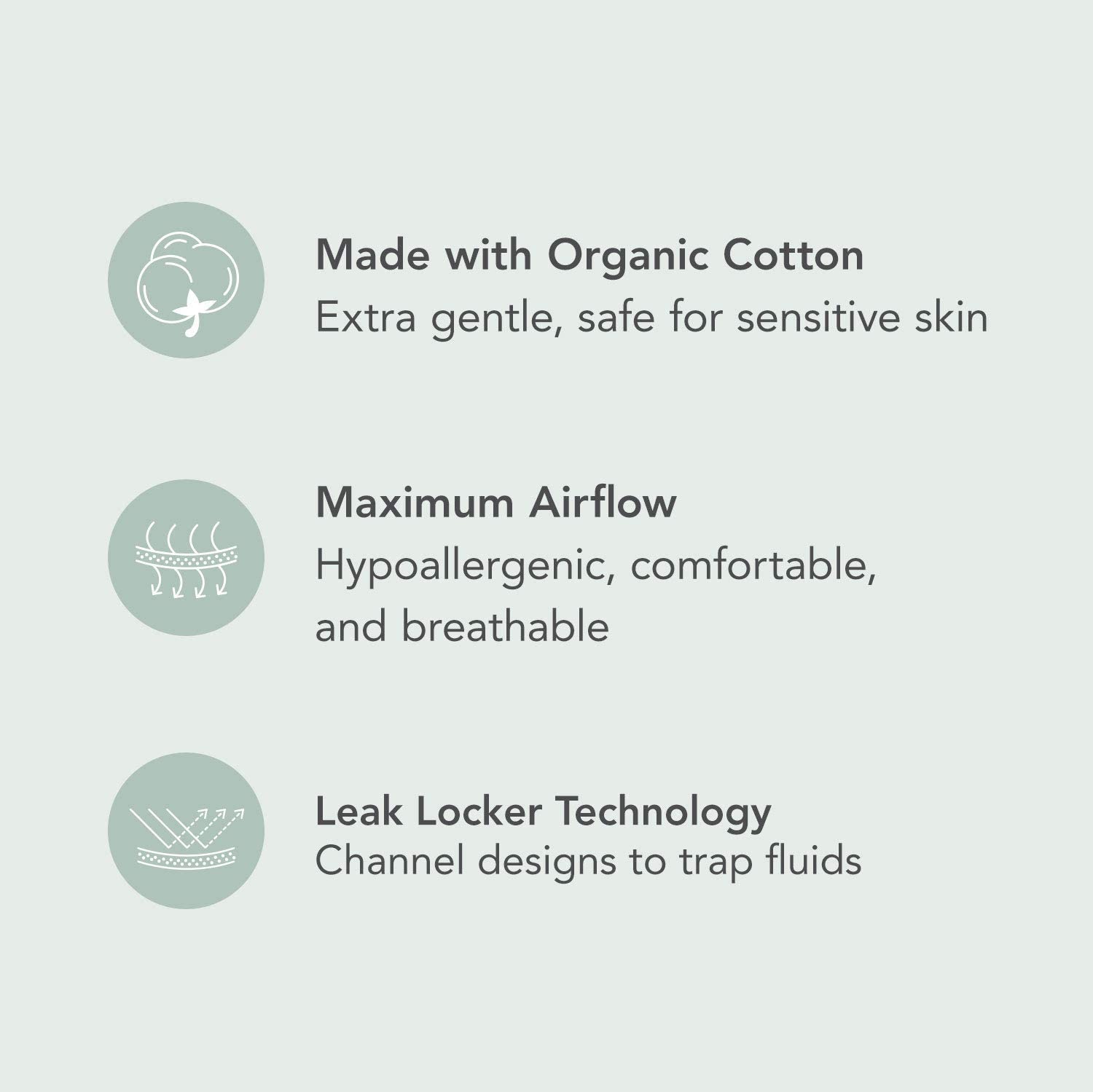 Rael Reusable Pads Menstrual, Organic Cotton Cover Pads - Postpartum Essential, Regular Absorbency, Thin Cloth Pads, Leak Free,