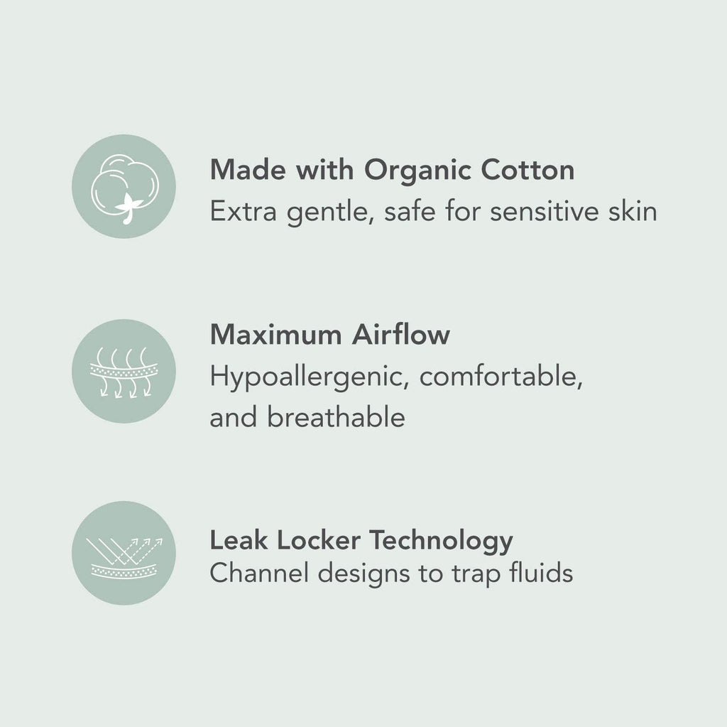 Rael Reusable Pads Menstrual, Organic Cotton Cover Pads - Postpartum Essential, Regular Absorbency, Thin Cloth Pads, Leak Free,