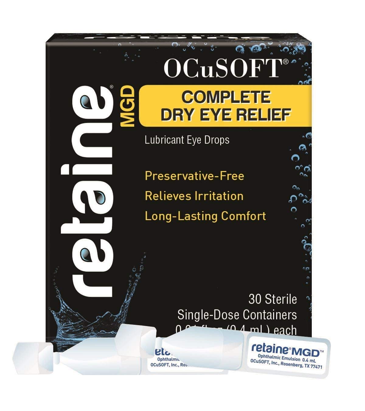 OCuSOFT Retaine MGD Complete Dry Eye Relief Lubricant Eye Drops Single-Dose Containers, 30 Count (Pack of 2)