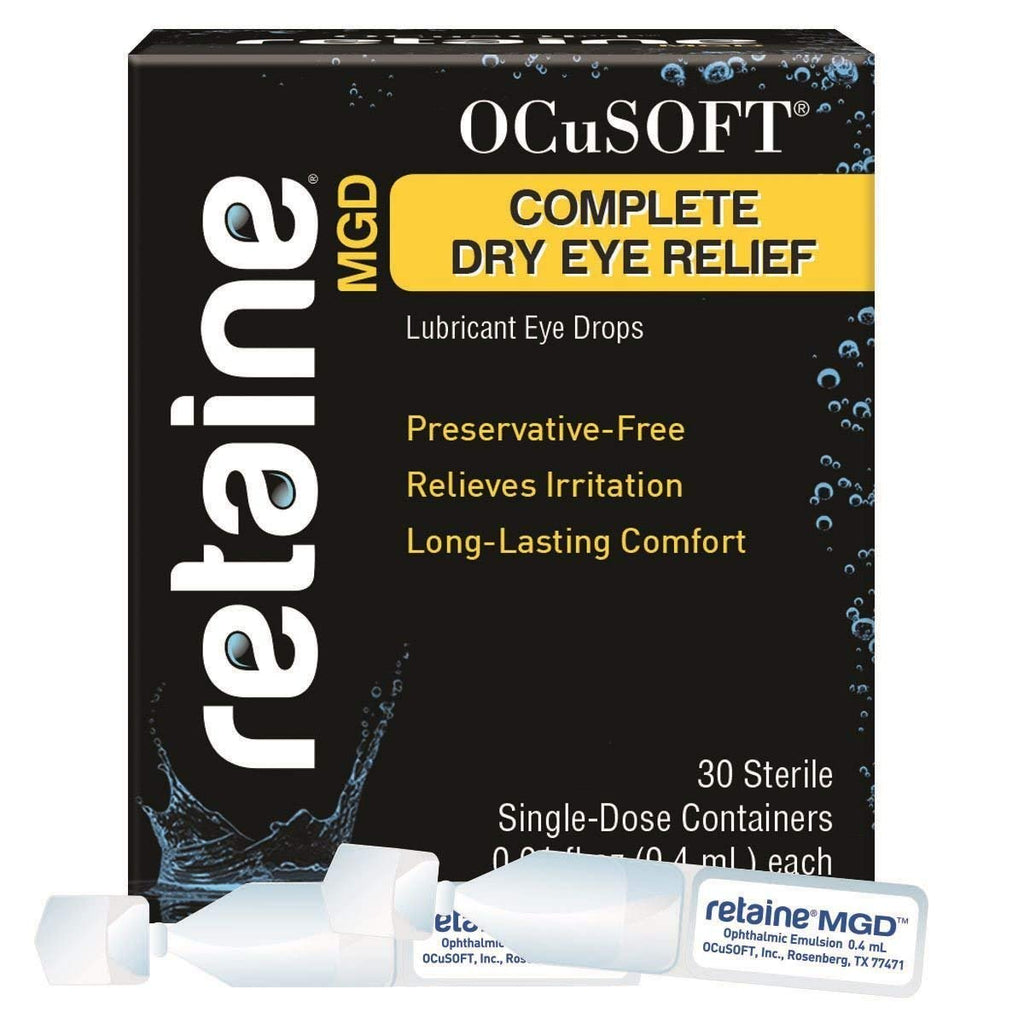 OCuSOFT Retaine MGD Complete Dry Eye Relief Lubricant Eye Drops Single-Dose Containers, 30 Count (Pack of 2)