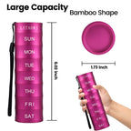 Weekly Travel Stackable Pill Organizer, Large Capacity Metal Pill Case 7-Day Compartment Medicine Box Waterproof Pill Container