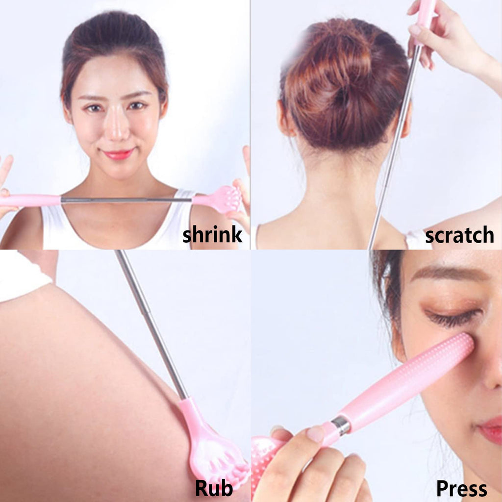 WUBAYI 2Pcs Back Scratchers, Portable Expandable Back Scratchers, Non-Slip Handheld Massager, with Telescopic Handle for Ticklin