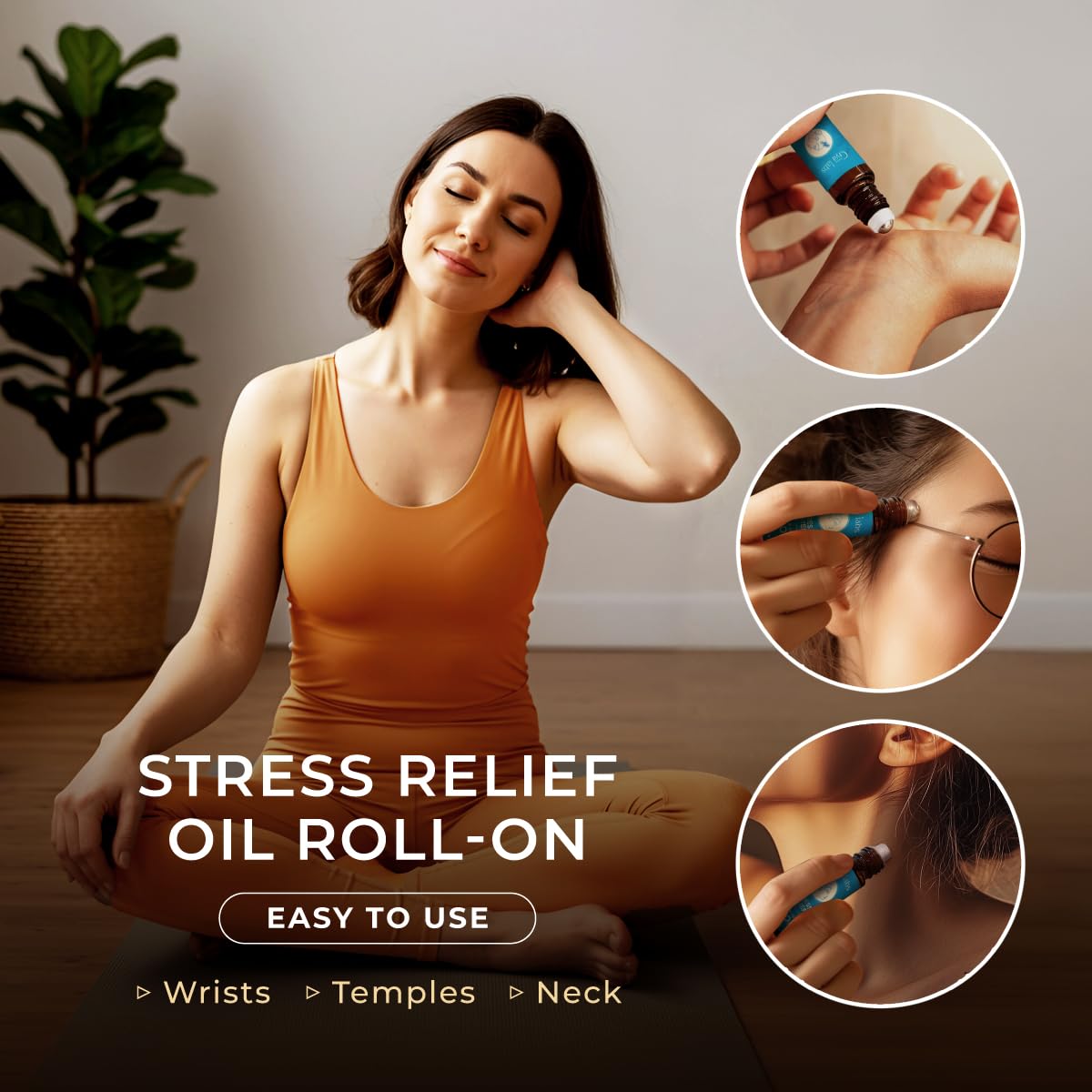 Gya Labs Stress Relief Essential Oil Roll on - Relaxing Gifts for Women & Men, 100% Pure Natural Essential Oil Roller, Blend wit