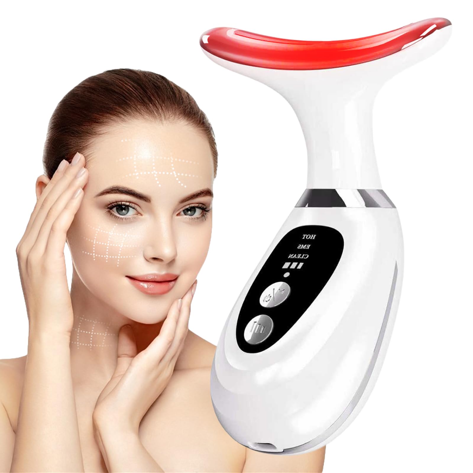 New Red-Light-Therapy-for-Face and Neck Massager,7 Colors Womens Skin Rejuvenation Lifting Facial Massager Tool for Toning,Glow 