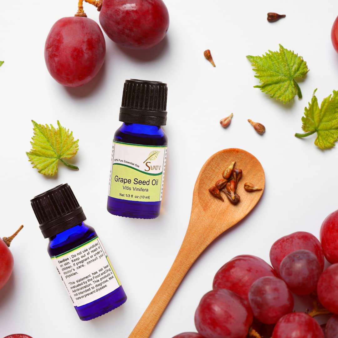 SVATV Grapeseed Essential Oil Therapeutic Grade Aromatherapy Oils Fragrance Oil for Diffuser Yoga Massage & DIY Personal Care 10