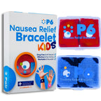 P6 Health Original Natural Anti-Nausea Relief Motion Car Sea Sickness Relief Childrens Wrist Bands for Kids (2 Pack, Red - Blue