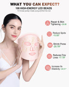BETNEP Red Light Therapy for Face, LED Face Mask Light Therapy,Near-Infrared 850 Red Light Therapy Mask(NIR),Portable,Rechargeab