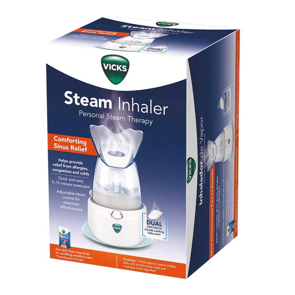 Vicks V1200 Personal Steam Inhaler with Soft Face Mask for Targeted Steam Relief, Aids with Sinus Problems, Congestion, Cough, U