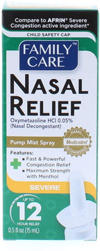 Nasal Relief Spray, Pump Mist, Anti-drip, Severe Congestion, (Oxymetazoline HCI) 12 Hours, 6 Pack.