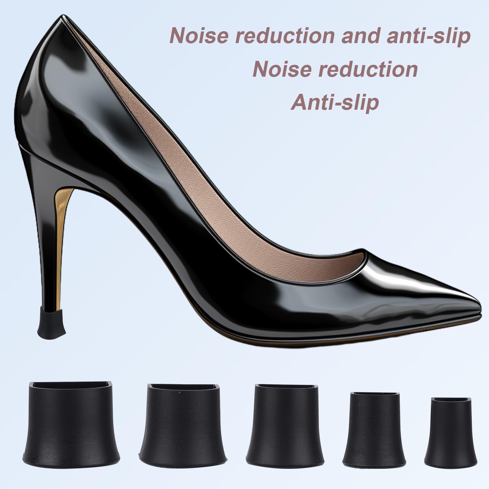 10 Pcs High Heel Protectors, 5 Sizes Stoppers & Repair Cap for High Heels Anti-Slip Heel Cover Caps for Outdoor Activities Wetla