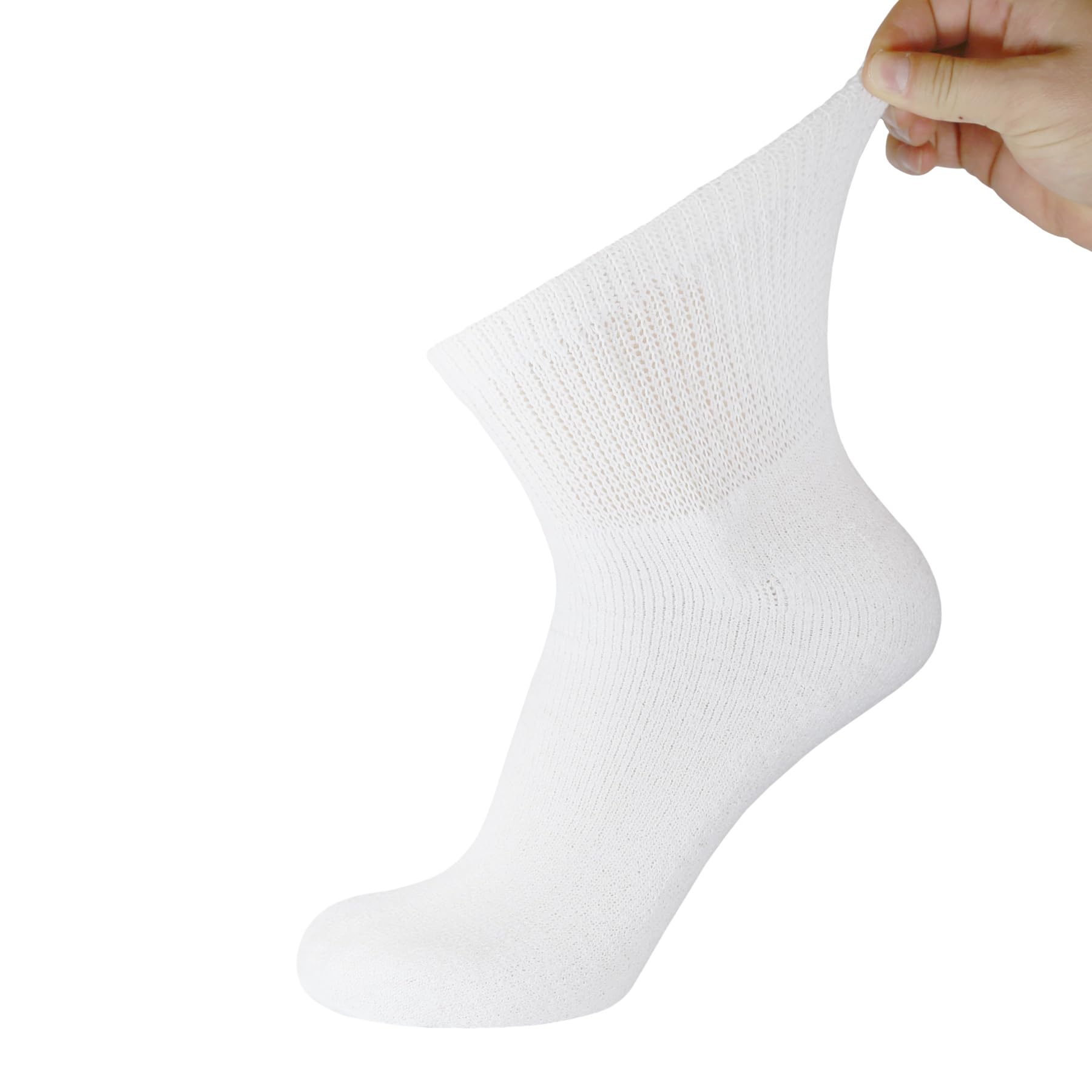 3 Pack of Premium Diabetic Cotton Quarter Length Athletic Sport Ankle Socks (White, 10-13)