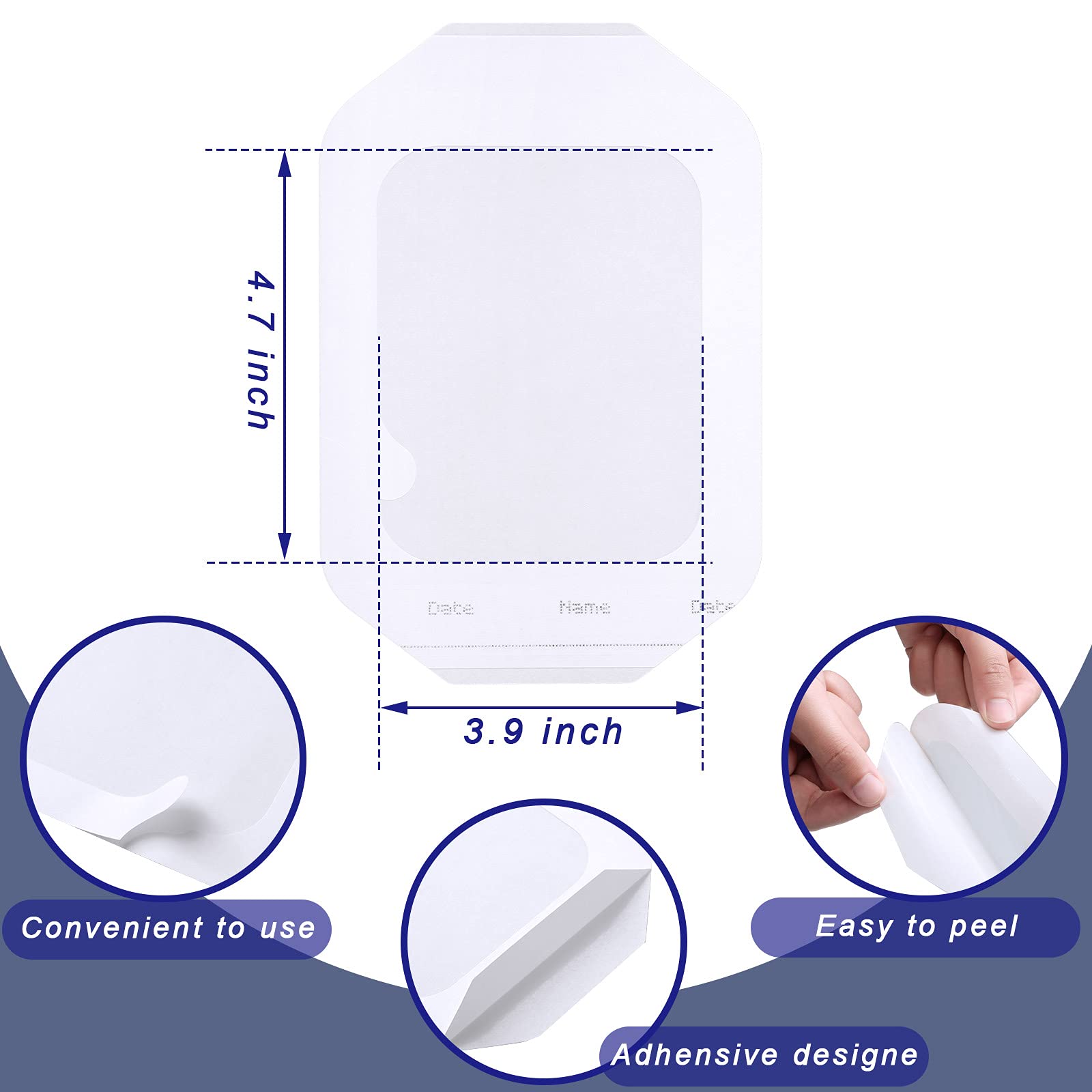 50 Pieces Transparent Film Dressing Essentials Picture Frame Style with Label Waterproof Wound Bandage Shower Waterproof Patch A