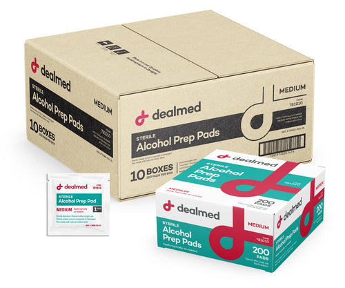 Dealmed Alcohol Prep Pads - 2000 Count Medium Latex-Free Gamma Sterilized Antiseptic Wipes, Wound Care Products for First Aid Ki