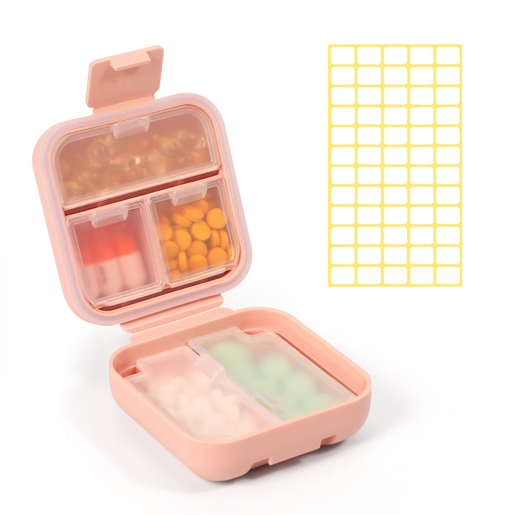 Dynippy Daily Pill Organizer 5 Compartments Portable Moisture Proof Small Pill Case for Pocket Purse Travel Pill Box Portable Me