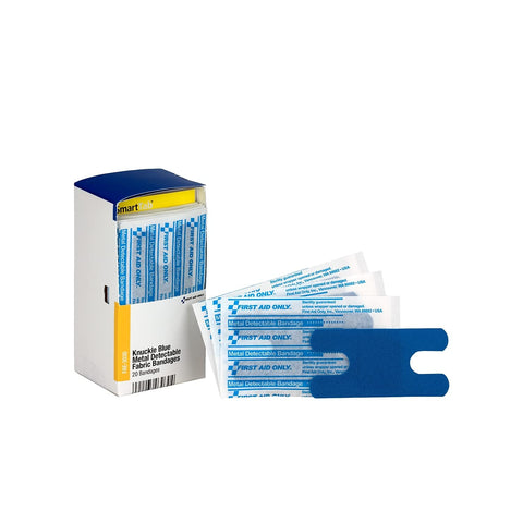 First Aid Only FAE-3030 SmartCompliance Refill Blue Metal Detectable Knuckle Bandages, 20 Count