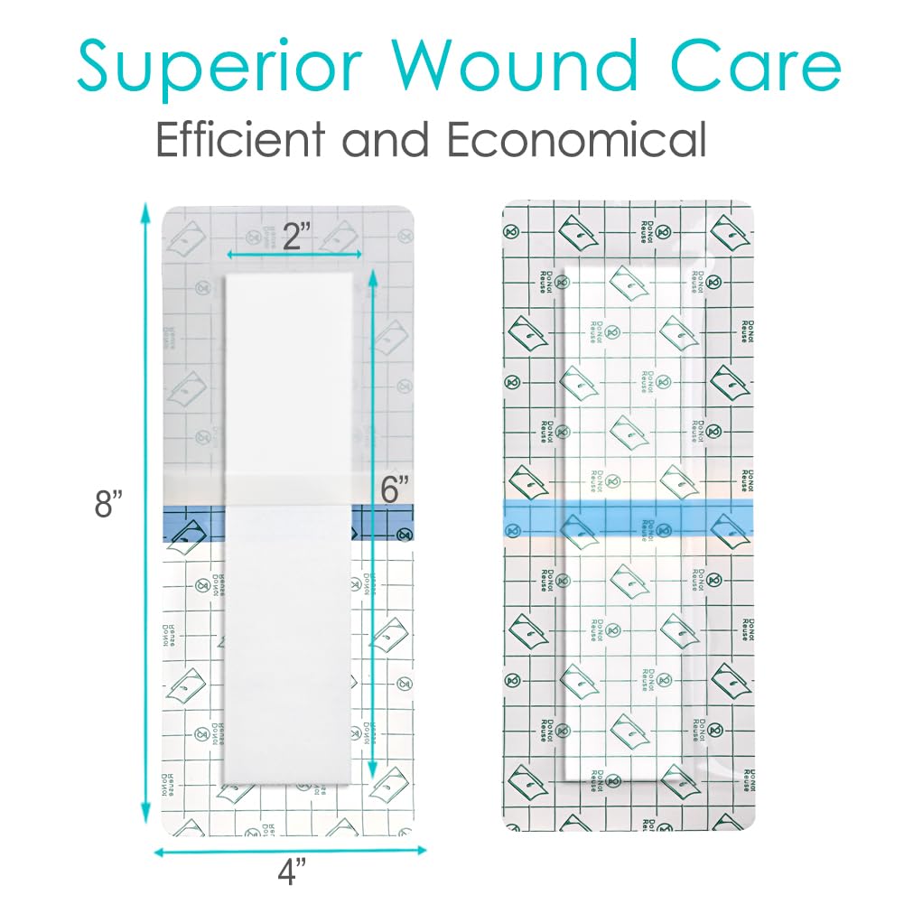 Waterproof Knee Replacement Surgery Bandage | 4x8 Inch Shower Protector Island Dressing Pad Bordered Gauze | Hip Surgery Recover