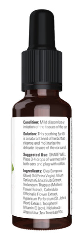 NOW Solutions, Ear Oil, Soothing Herbal Blend, Great on Mild Discomfort or Irritation, 1-Ounce