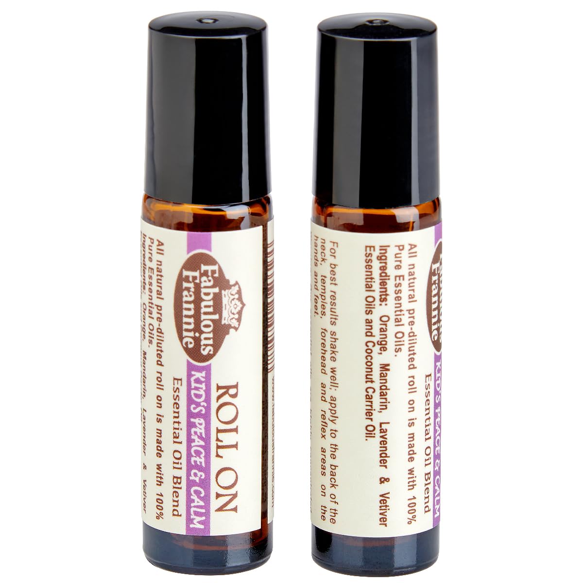 Fabulous Frannie Peace and Calm Essential Oil Roll On Made with Mandarin, Lavender Bulgarian, Vetiver & Sweet Orange Essential O