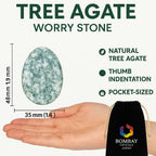 Tree Agate Worry Stone - Genuine Polished Palm & Thumb Stone for Inner Peace, Grounding, Heart Chakra & Travel Mindfulness Gift