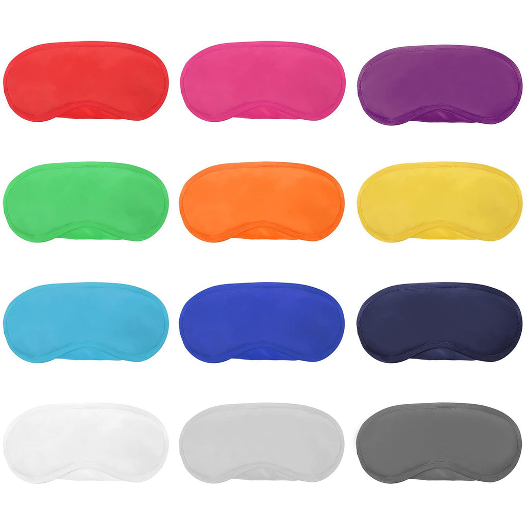 12 Pieces Multicolor Eye Mask Cover Lightweight Blindfold Sleep Mask with Nose Pad and Elastic Straps for Kids Women Men, 12 Col