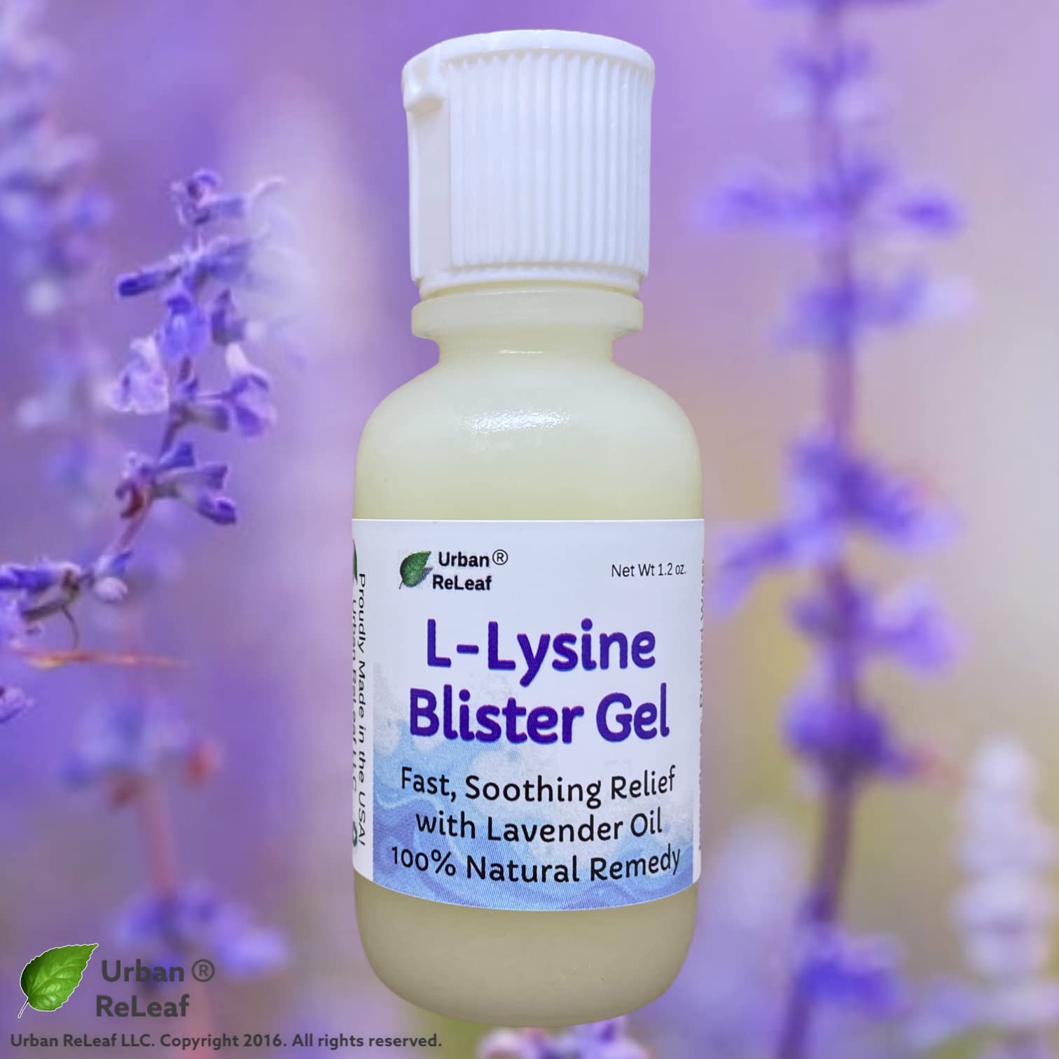 Urban ReLeaf L-Lysine Blister Soothing Gel ! & Lavender Oil. Fast Relief, Spots, Rash, Red Bumps, Raw, Chapped Skin. Calm Delica