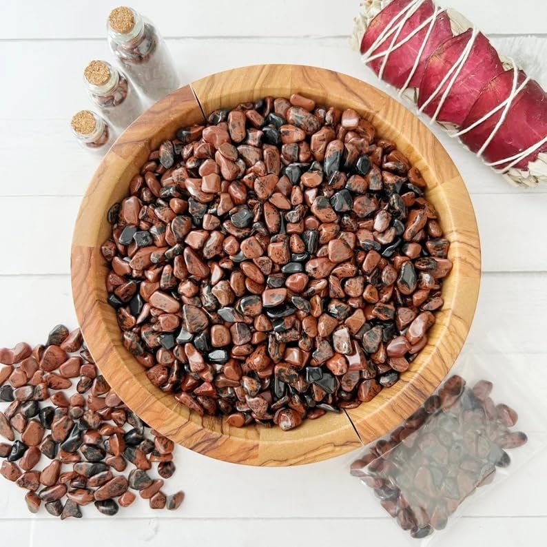Indian Consigners Natural Crushed Polished Tumbled Gem Stone Chips, Decoration & Healing Crystals (Mahagony)