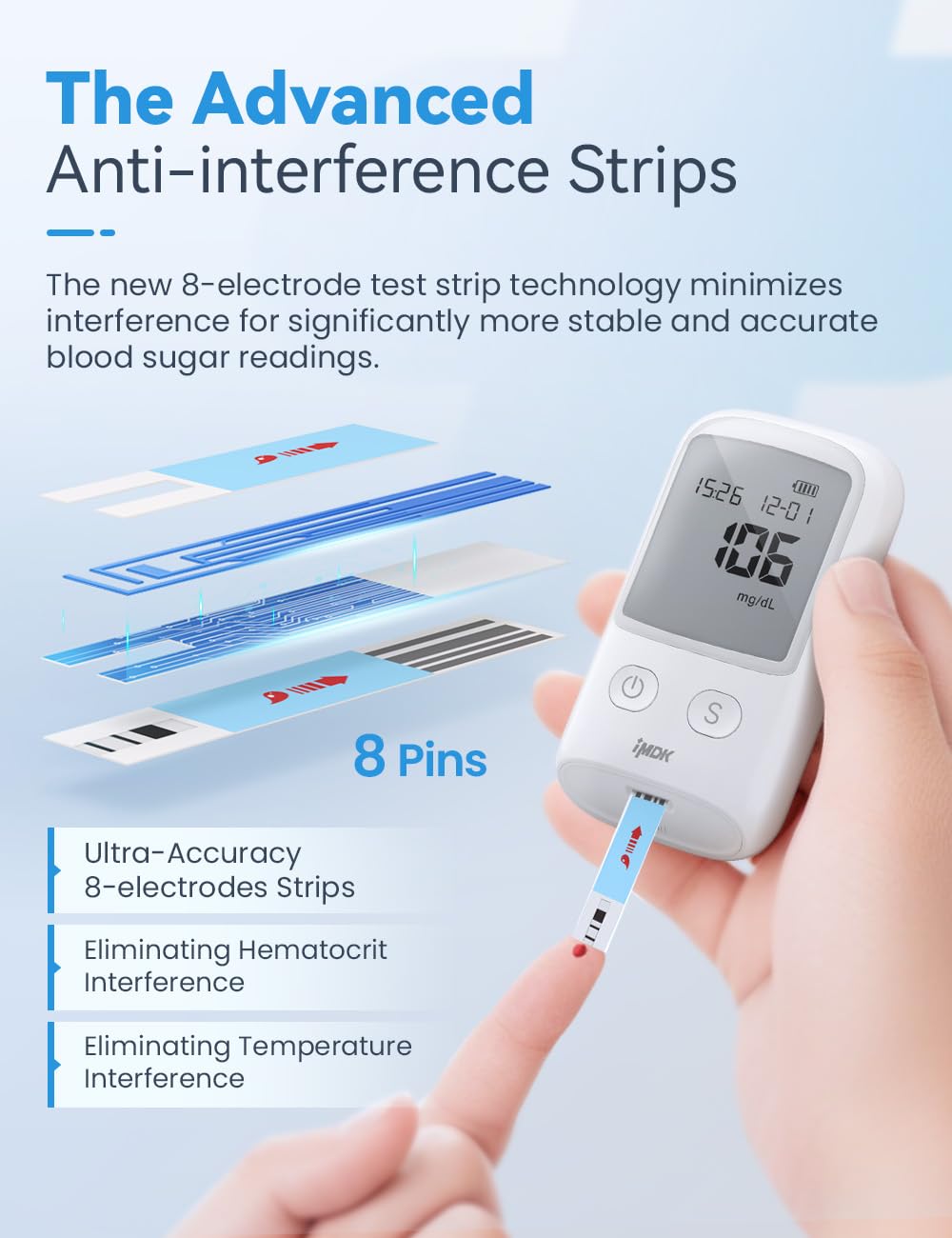 IMDK Blood Glucose Monitor Kit, ???????????????????? ???????????????? Blood Sugar Test Kit with 100 Glucometer Strips, 100 Lance