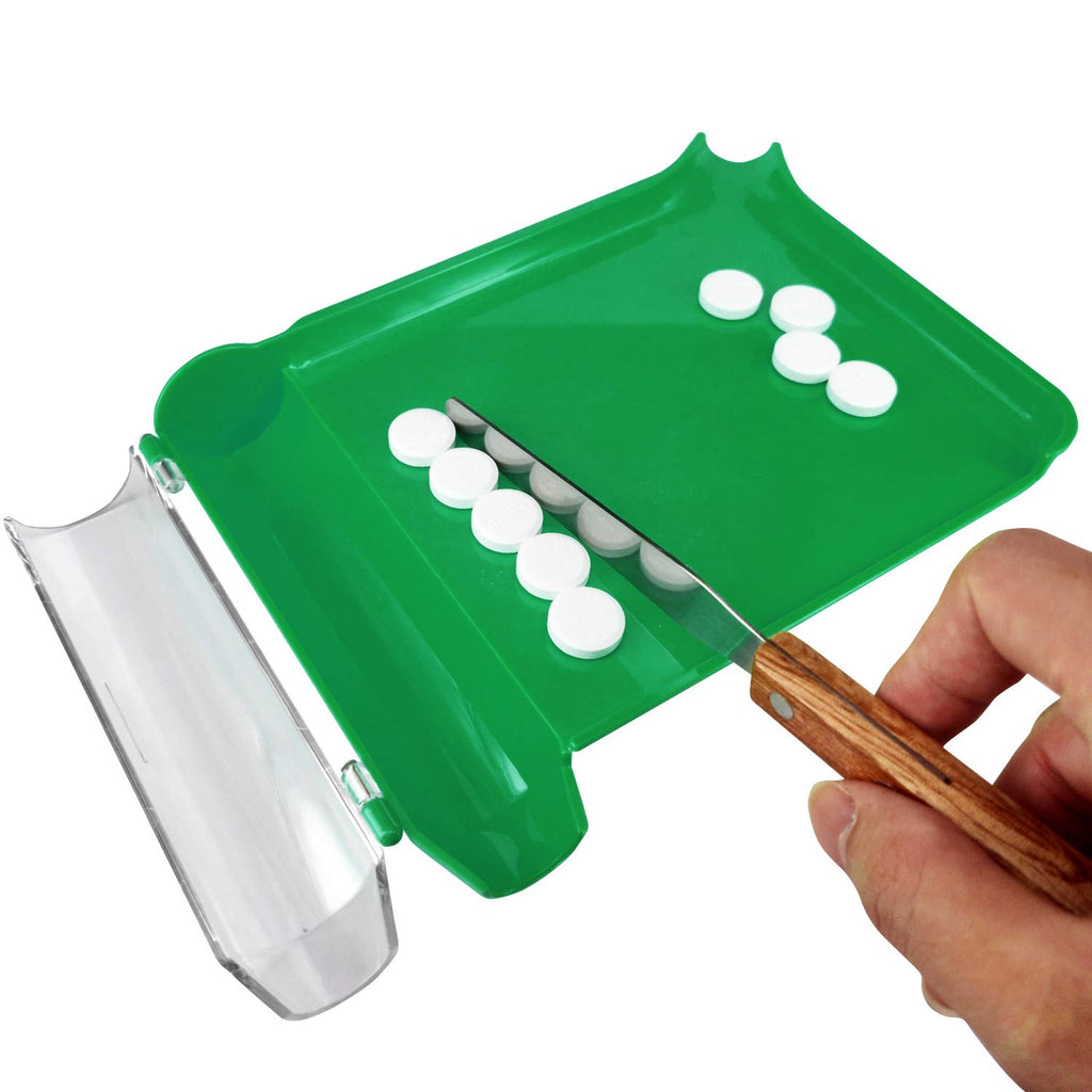 Medarchitect Right Hand Pill Counting Tray with Spatula (Green - Wood Handle)