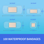 Ourmed Waterproof Bandages, Clear Adhesive Bandages for First-Aid, Wound Care, Fingers, Knees and Heels, Stays on Skin in The Ba