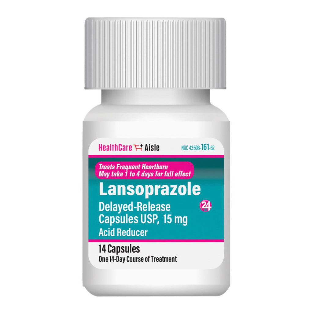 HealthCareAisle Lansoprazole 15 mg - 14 Delayed-Release Capsules - Acid Reducer, Treats Frequent Heartburn