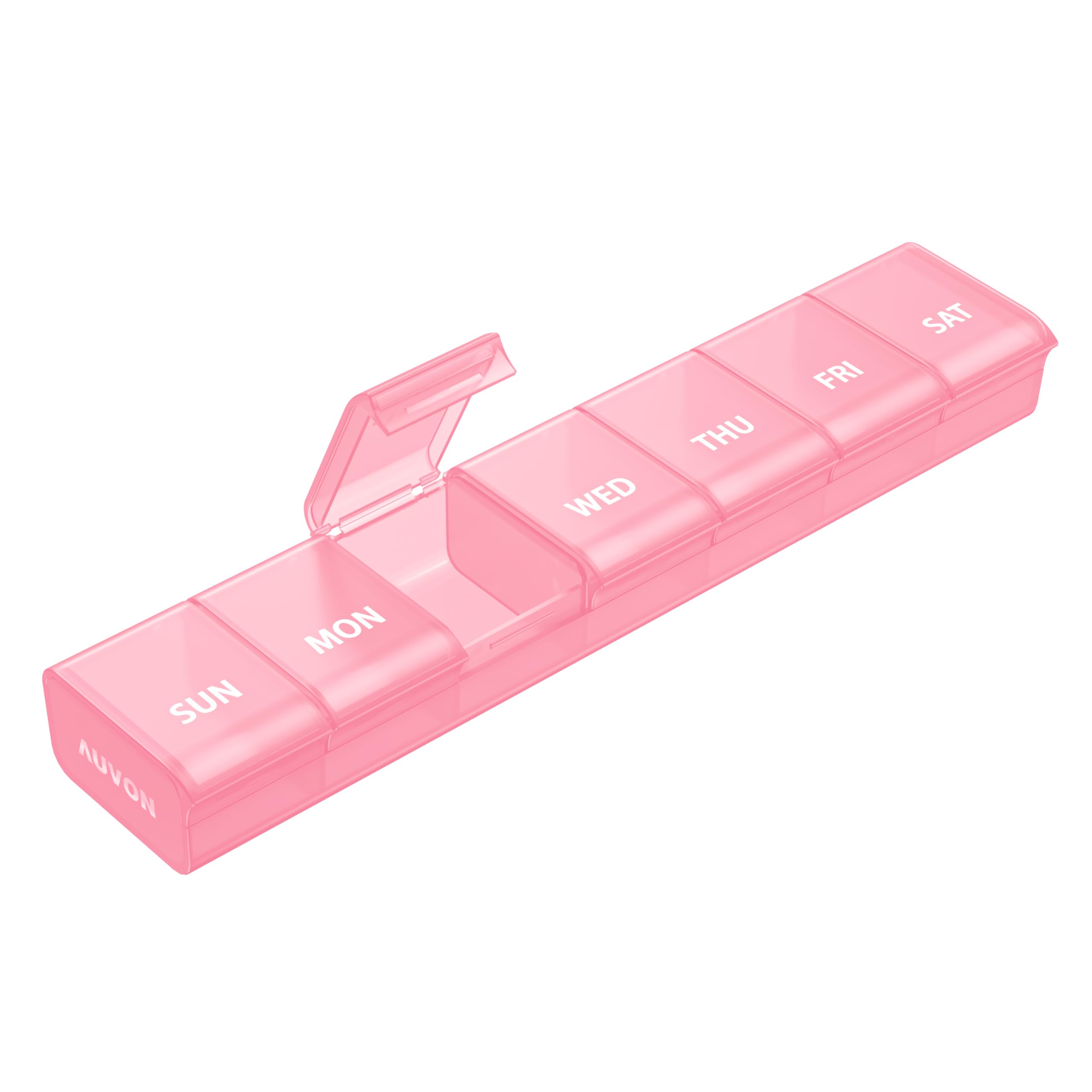 AUVON Weekly Pill Organizer with Effortless Opening Design, Arthritis Friendly Pill Box, BPA-Free Pill Organizer 7 Day, Cute & P