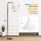 Caromolly Light Therapy Floor Lamp, 10000 Lux with Remote, Adjustable Color/Brightness/Timer, Modern Linen Shade for Office, Liv