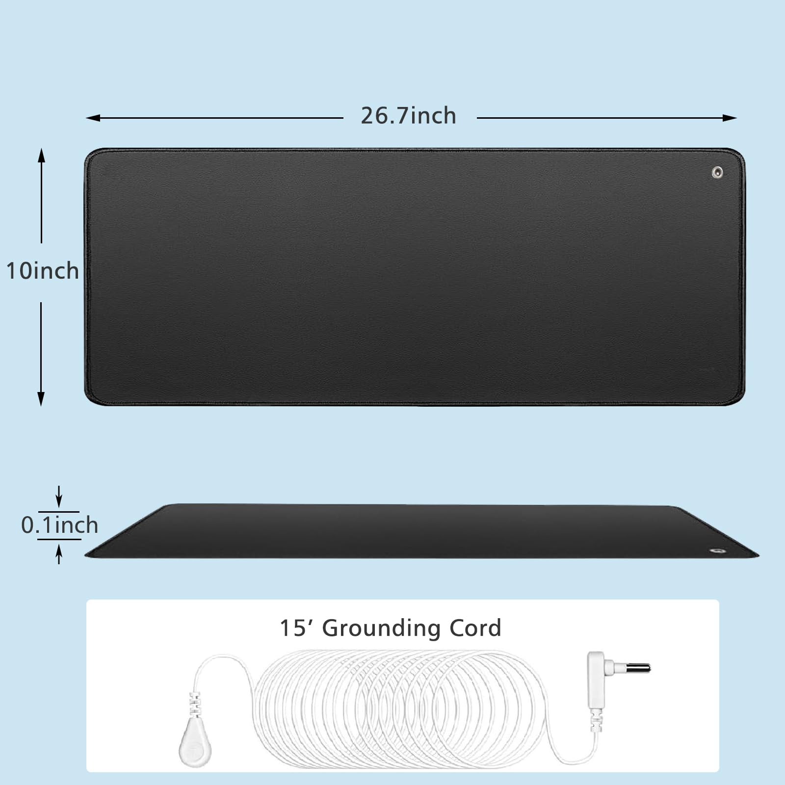 Grounding Mat Kit (2 Pack)-2 Grounding Mats (10 x 26.7) with Grounding Adapter, 2 Straight Cords (15ft) and 2 Grounding Wristban