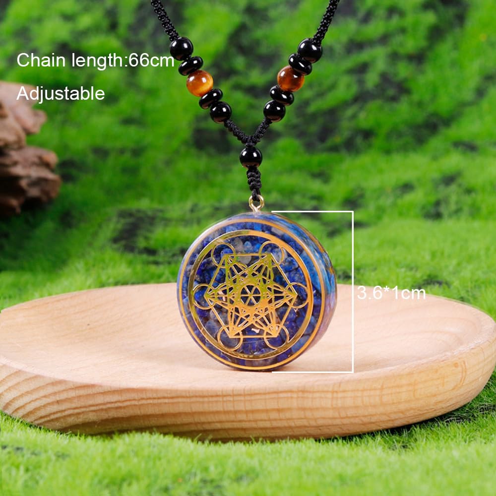 Day Day Up Lapis Lazuli Orgone Pendants Tiger Eye Necklace With Rotating Pendant - Energy Anxiety Gemstone For Protection And He