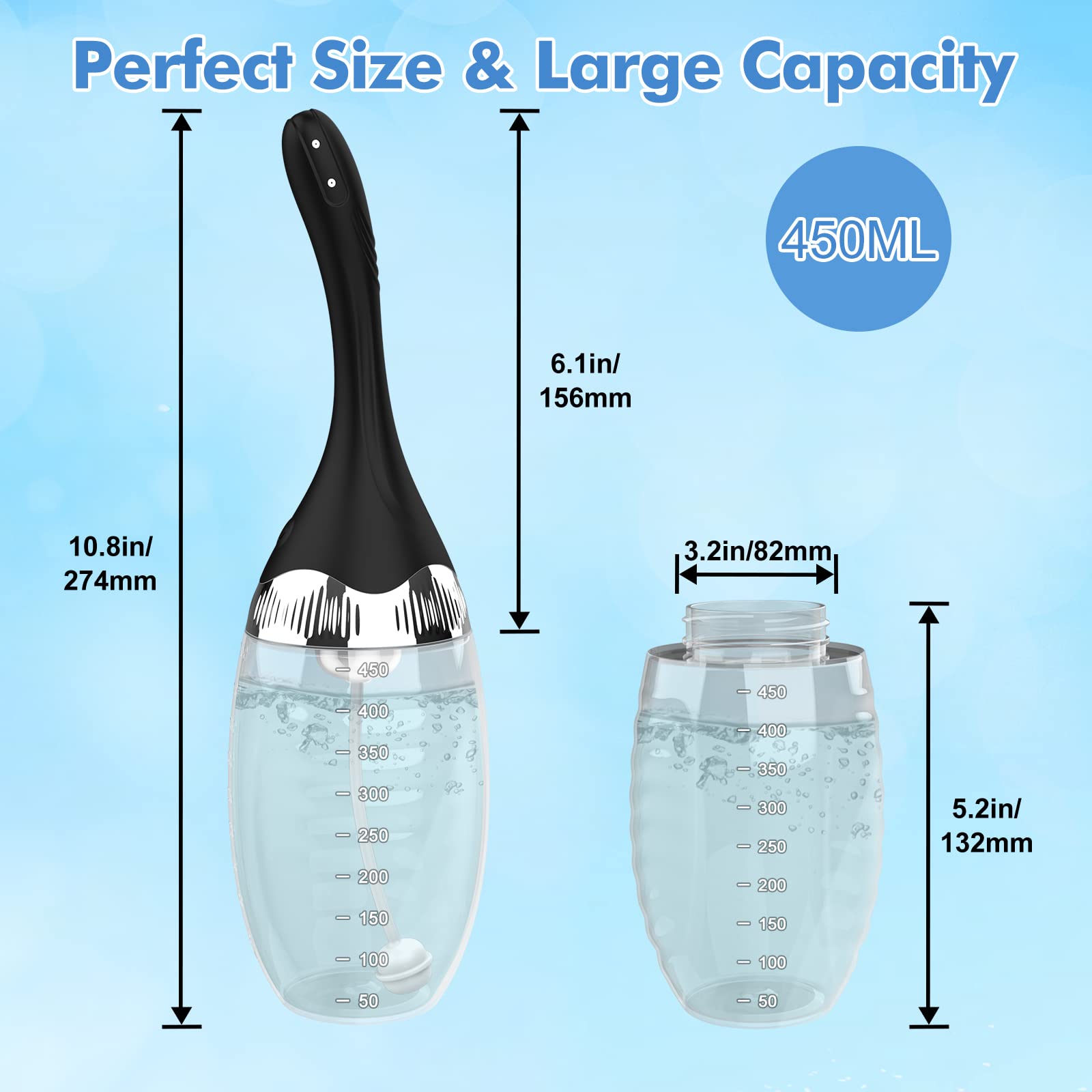 Automatic Electric Enema Bulb with 3 Speeds, Silicone Enema Anal Douche Cleaner for Men Women Colon Cleansing, Remote Control Re