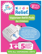 Kids Relief Plug-in WATERLESS Vaporizer with 5 Soothing Non-Medicated Menthol Eucalyptus Lavender Vapor Refill Pads, 1 ct