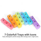Weekly Pill Organizer,3-Times-A-Day 7 Day Pill Box Large Compartments Moisture-Proof Pill Case Medication Reminder Portable Trav