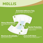 MOLLIS Adult Diapers for Women and Men, Unisex Disposable Incontinence Briefs with Tabs, Odor Control, Small, 15 Count