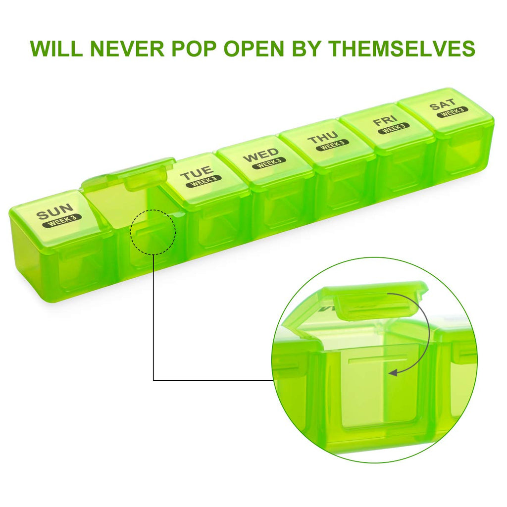 Sukuos Monthly Pill Organizer 28 Day Easy to Open, Large Moisture-Resistant Pill Box Cases with Dust-Proof Box and Clear Lid for